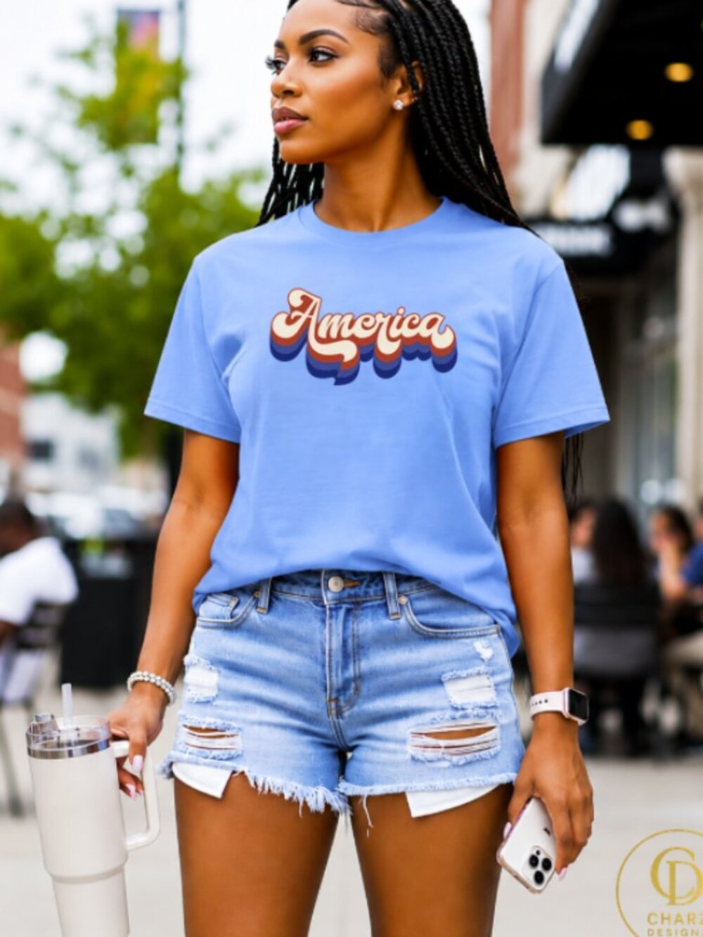 American Retro Design Tee (Carolina Blue/ New )